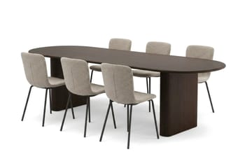 Noira Matgrupp förlängningsbart 220-320 cm Rökt Ek med 6 Katy Matstolar - Rökt ek - Möbler - Bord & matgrupp - Matgrupp
