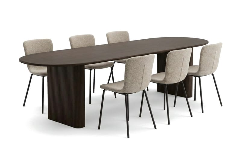 Noira Matgrupp förlängningsbart 220-320 cm Rökt Ek med 6 Katy Matstolar - Rökt ek - Möbler - Bord & matgrupp - Matgrupp