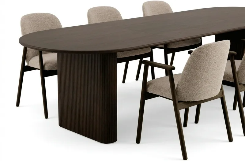 Noira Matgrupp förlängningsbart 220-320 cm Rökt Ek med 6 Reciclar Matstolar - Rökt ek - Möbler - Bord & matgrupp - Matgrupp