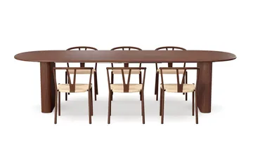 Noira Matgrupp förlängningsbart 220-320 cm Valnöt med 6 Elysia Matstolar - Valnöt - Möbler - Bord & matgrupp - Matgrupp