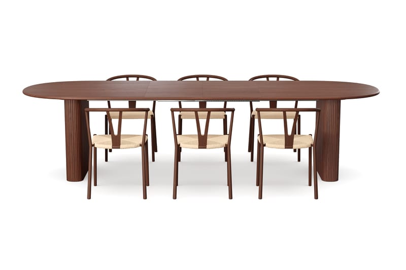 Noira Matgrupp förlängningsbart 220-320 cm Valnöt med 6 Elysia Matstolar - Valnöt - Möbler - Bord & matgrupp - Matgrupp