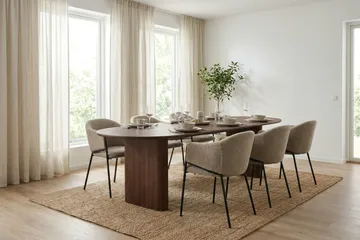 Noira Matgrupp förlängningsbart 220-320 cm Valnöt med 6 Filip Matstolar - Valnöt - Möbler - Bord & matgrupp - Matgrupp