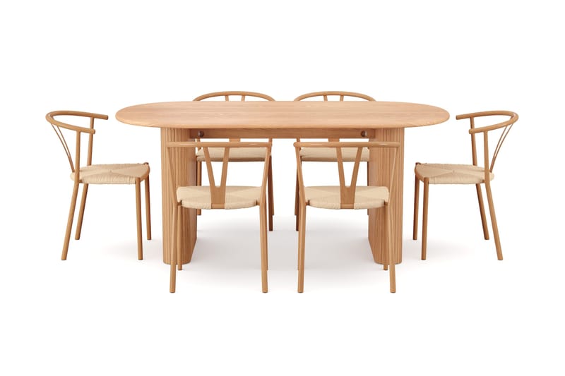 Noira Matgrupp rektangulärt 180 cm Ek med 6 Elysia Matstolar - Ek - Möbler - Bord & matgrupp - Matgrupp