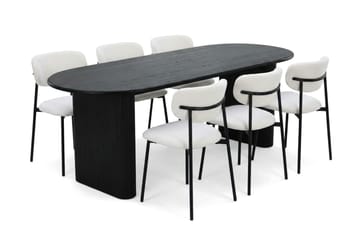 Noira Matgrupp rektangulärt 180 cm Svart med 6 Lucy Matstolar - Svart - Möbler - Bord & matgrupp - Matgrupp