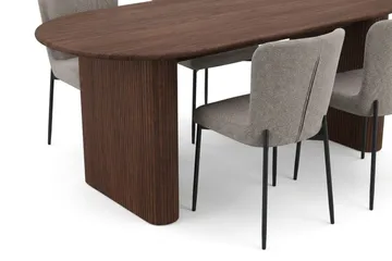 Noira Matgrupp rektangulärt 180 cm Valnöt med 6 Elsie Matstolar - Valnöt/Ljusgrå - Möbler - Bord & matgrupp - Matgrupp
