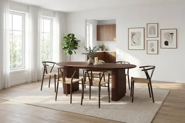 Noira Matgrupp rektangulärt 180 cm Valnöt med 6 Elysia Matstolar - Valnöt - Möbler - Bord & matgrupp - Matgrupp