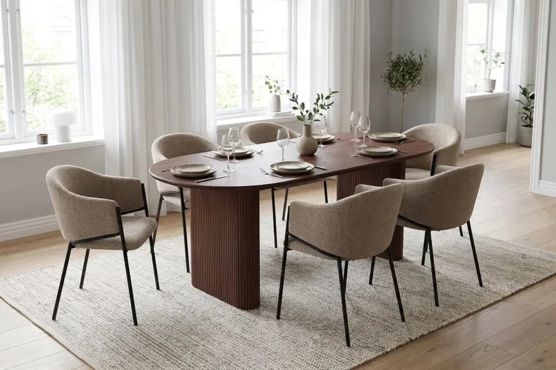 Noira Matgrupp rektangulärt 180 cm Valnöt med 6 Filip Matstolar - Valnöt - Möbler - Bord & matgrupp - Matgrupp