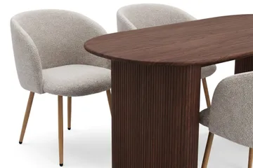 Noira Matgrupp rektangulärt 180 cm Valnöt med 6 Greya Matstolar - Valnöt - Möbler - Bord & matgrupp - Matgrupp
