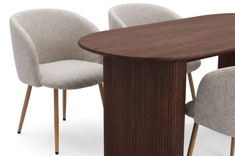 Noira Matgrupp rektangulärt 180 cm Valnöt med 6 Greya Matstolar - Valnöt - Möbler - Bord & matgrupp - Matgrupp