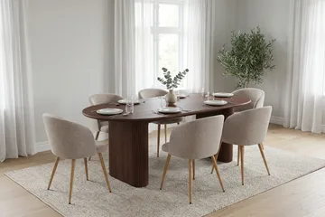 Noira Matgrupp rektangulärt 180 cm Valnöt med 6 Greya Matstolar - Valnöt - Möbler - Bord & matgrupp - Matgrupp