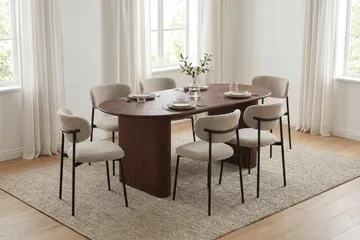 Noira Matgrupp rektangulärt 180 cm Valnöt med 6 Lucy Matstolar - Valnöt - Möbler - Bord & matgrupp - Matgrupp