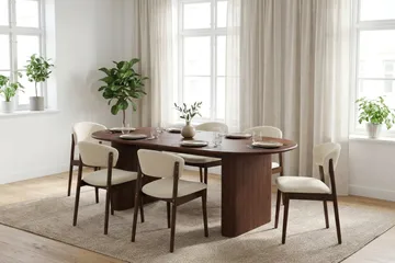 Noira Matgrupp rektangulärt 180 cm Valnöt med 6 Nala Matstolar - Valnöt - Möbler - Bord & matgrupp - Matgrupp