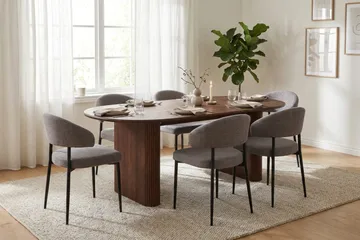 Noira Matgrupp rektangulärt 180 cm Valnöt med 6 Sawako Matstolar - Valnöt - Möbler - Bord & matgrupp - Matgrupp