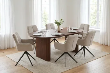 Noira Matgrupp rektangulärt 180 cm Valnöt med 6 Torsby Matstolar - Valnöt - Möbler - Bord & matgrupp - Matgrupp