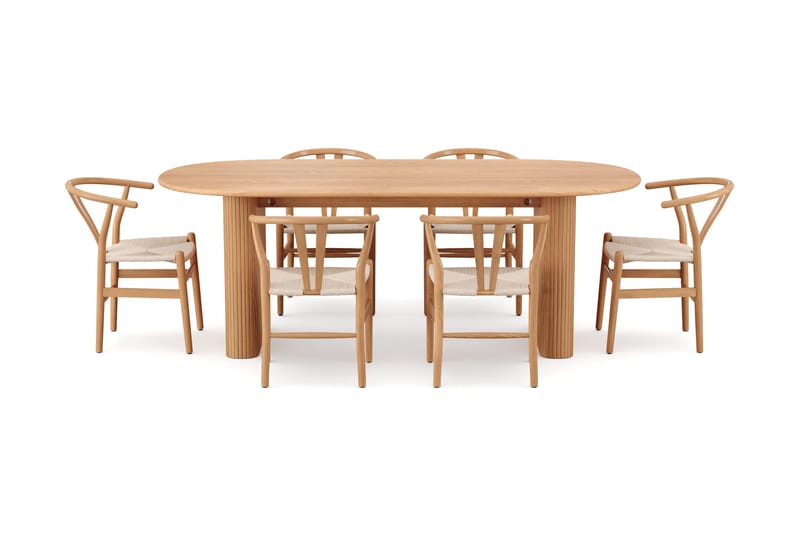 Noira Matgrupp rektangulärt 220 cm Ek med 6 Dastoori Matstolar - Ek - Möbler - Bord & matgrupp - Matgrupp