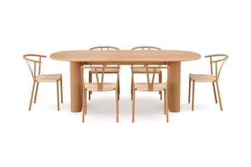 Noira Matgrupp rektangulärt 220 cm Ek med 6 Elysia Matstolar - Ek - Möbler - Bord & matgrupp - Matgrupp