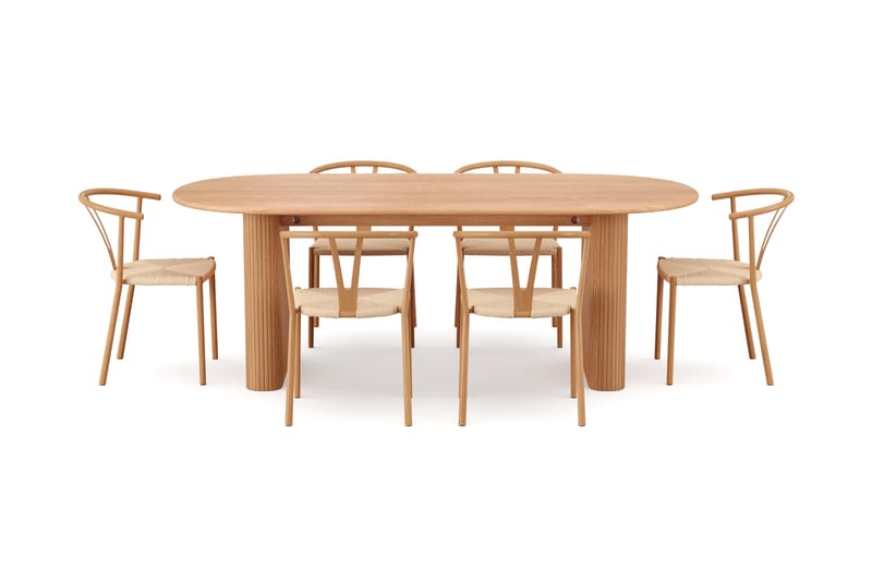 Noira Matgrupp rektangulärt 220 cm Ek med 6 Elysia Matstolar - Ek - Möbler - Bord & matgrupp - Matgrupp