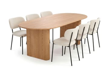 Noira Matgrupp rektangulärt 220 cm Ek med 6 Gemmiano Matstolar - Ek - Möbler - Bord & matgrupp - Matgrupp