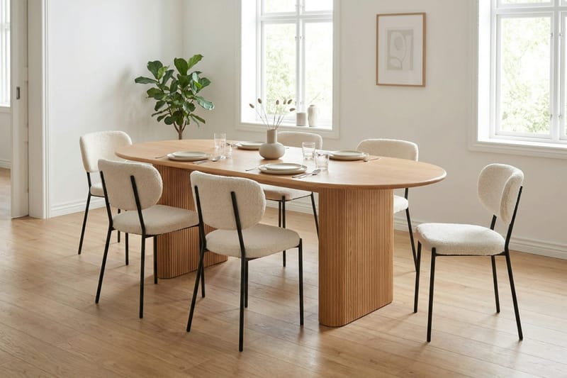 Noira Matgrupp rektangulärt 220 cm Ek med 6 Gemmiano Matstolar - Ek - Möbler - Bord & matgrupp - Matgrupp