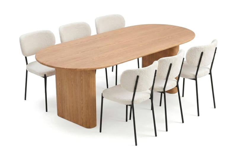 Noira Matgrupp rektangulärt 220 cm Ek med 6 Gemmiano Matstolar - Ek - Möbler - Bord & matgrupp - Matgrupp