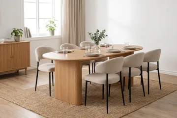 Noira Matgrupp rektangulärt 220 cm Ek med 6 Sawako Matstolar - Ek - Möbler - Bord & matgrupp - Matgrupp