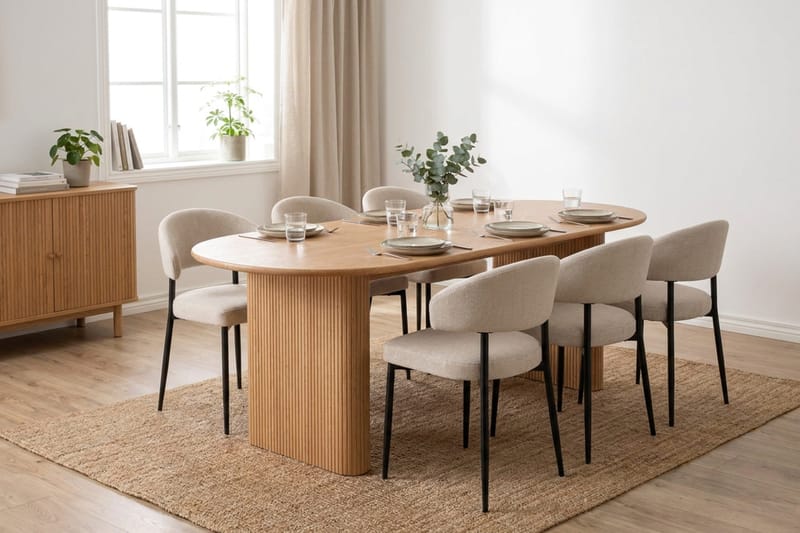 Noira Matgrupp rektangulärt 220 cm Ek med 6 Sawako Matstolar - Ek - Möbler - Bord & matgrupp - Matgrupp