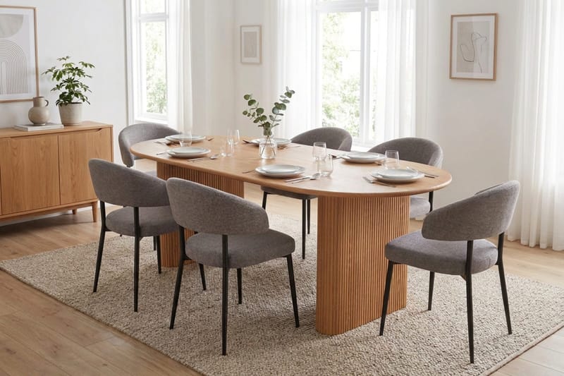 Noira Matgrupp rektangulärt 220 cm Ek med 6 Sawako Matstolar - Ek - Möbler - Bord & matgrupp - Matgrupp