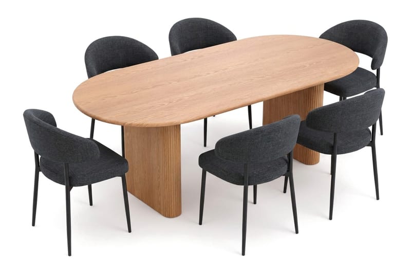 Noira Matgrupp rektangulärt 220 cm Ek med 6 Sawako Matstolar - Ek - Möbler - Bord & matgrupp - Matgrupp