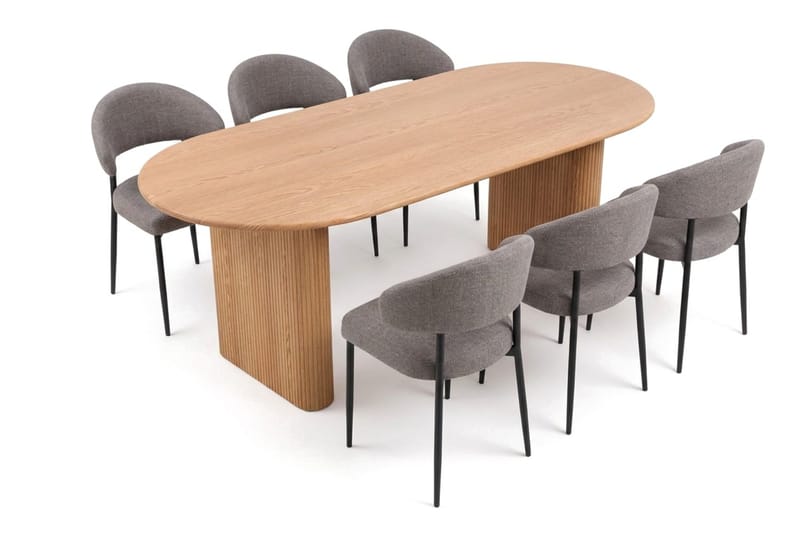 Noira Matgrupp rektangulärt 220 cm Ek med 6 Sawako Matstolar - Ek - Möbler - Bord & matgrupp - Matgrupp