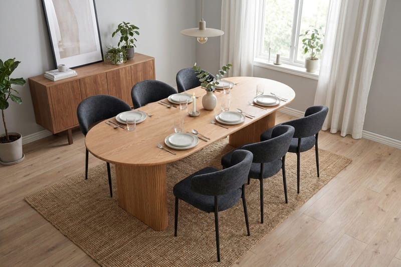 Noira Matgrupp rektangulärt 220 cm Ek med 6 Sawako Matstolar - Ek - Möbler - Bord & matgrupp - Matgrupp