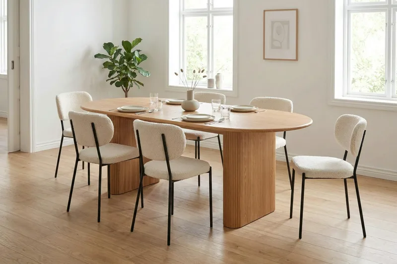 Noira Matgrupp rektangulärt 220 cm med 6 Gemmiano Matstolar - Ek - Möbler - Bord & matgrupp - Matgrupp