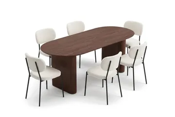 Noira Matgrupp rektangulärt 220 cm med 6 Gemmiano Matstolar - Valnöt - Möbler - Bord & matgrupp - Matgrupp