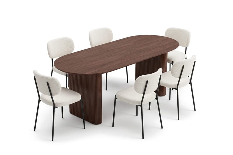 Noira Matgrupp rektangulärt 220 cm med 6 Gemmiano Matstolar - Valnöt - Möbler - Bord & matgrupp - Matgrupp