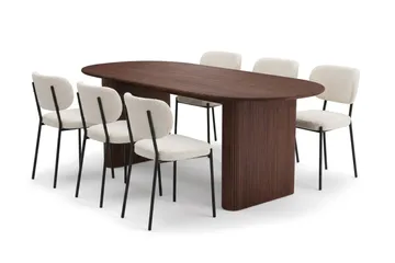 Noira Matgrupp rektangulärt 220 cm med 6 Gemmiano Matstolar - Valnöt - Möbler - Bord & matgrupp - Matgrupp