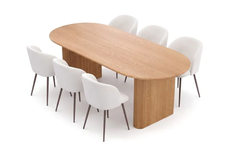 Noira Matgrupp rektangulärt 220 cm med 6 Greya Matstolar - Ek - Möbler - Bord & matgrupp - Matgrupp