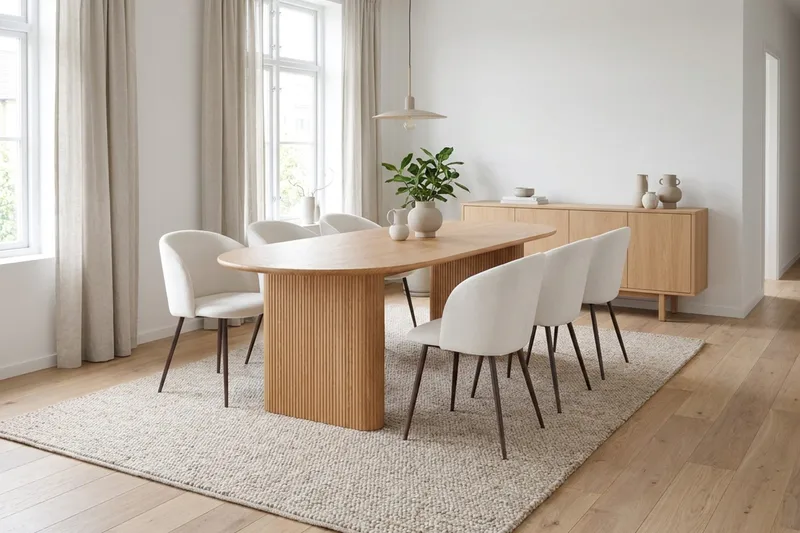 Noira Matgrupp rektangulärt 220 cm med 6 Greya Matstolar - Ek - Möbler - Bord & matgrupp - Matgrupp
