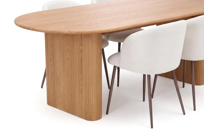 Noira Matgrupp rektangulärt 220 cm med 6 Greya Matstolar - Ek - Möbler - Bord & matgrupp - Matgrupp