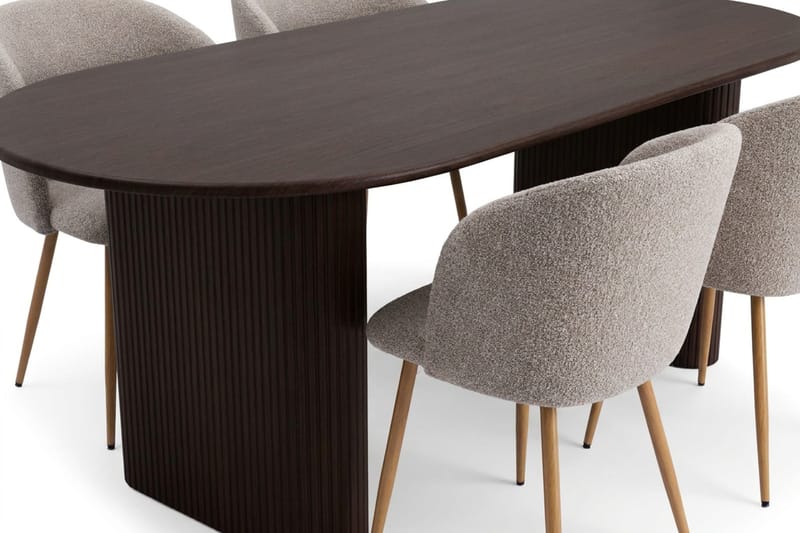 Noira Matgrupp rektangulärt 220 cm med 6 Greya Matstolar - Rökt ek - Möbler - Bord & matgrupp - Matgrupp