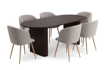 Noira Matgrupp rektangulärt 220 cm med 6 Greya Matstolar - Rökt ek - Möbler - Bord & matgrupp - Matgrupp