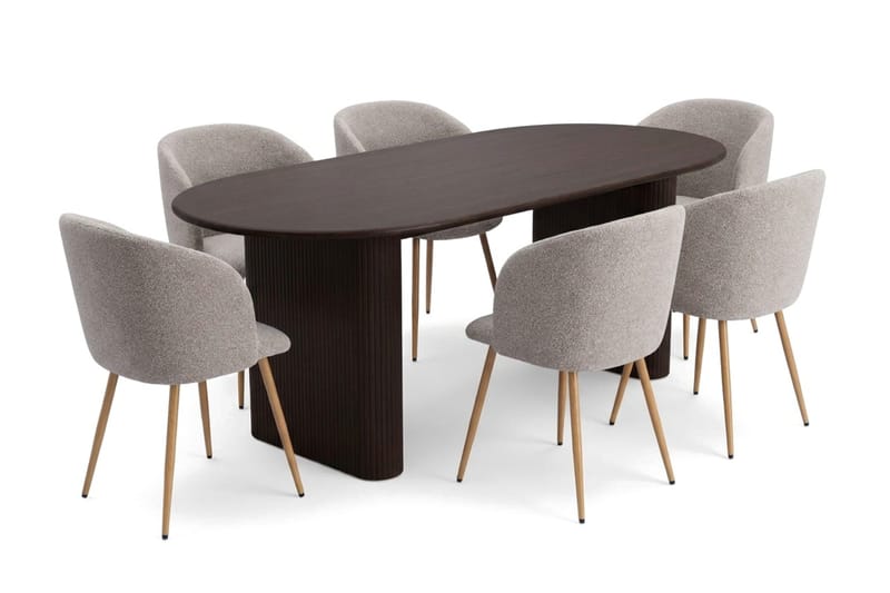 Noira Matgrupp rektangulärt 220 cm med 6 Greya Matstolar - Rökt ek - Möbler - Bord & matgrupp - Matgrupp