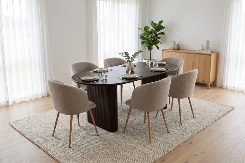 Noira Matgrupp rektangulärt 220 cm med 6 Greya Matstolar - Rökt ek - Möbler - Bord & matgrupp - Matgrupp