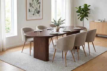 Noira Matgrupp rektangulärt 220 cm med 6 Greya Matstolar - Valnöt - Möbler - Bord & matgrupp - Matgrupp