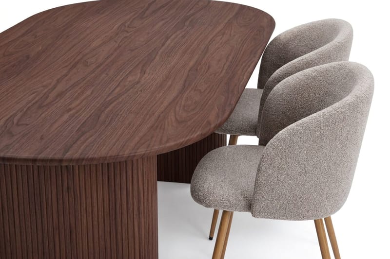 Noira Matgrupp rektangulärt 220 cm med 6 Greya Matstolar - Valnöt - Möbler - Bord & matgrupp - Matgrupp