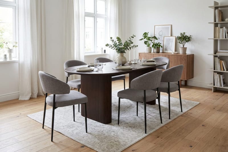Noira Matgrupp rektangulärt 220 cm Rökt Ek med 6 Sawako Matstolar - Rökt ek - Möbler - Bord & matgrupp - Matgrupp