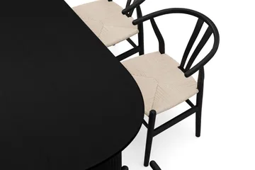 Noira Matgrupp rektangulärt 220 cm Svart med 6 Dastoori Matstolar - Svart - Möbler - Bord & matgrupp - Matgrupp