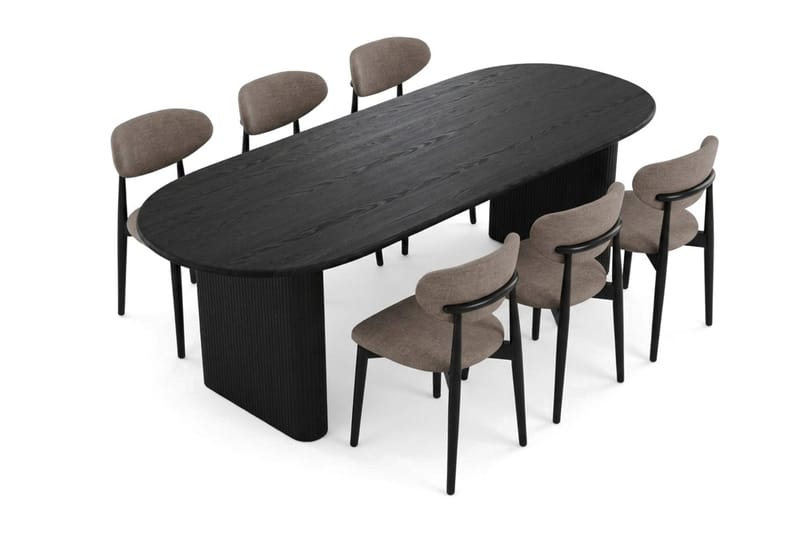 Noira Matgrupp rektangulärt 220 cm Svart med 6 Molly Matstolar - Svart - Möbler - Bord & matgrupp - Matgrupp