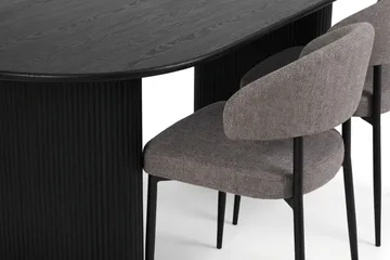 Noira Matgrupp rektangulärt 220 cm Svart med 6 Sawako Matstolar - Svartlaserad ek - Möbler - Bord & matgrupp - Matgrupp
