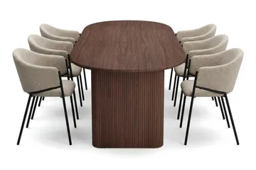 Noira Matgrupp rektangulärt 220 cm Valnöt med 6 Filip Matstolar - Valnöt - Möbler - Bord & matgrupp - Matgrupp