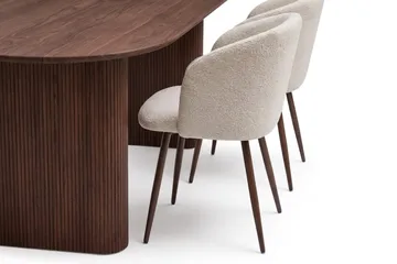 Noira Matgrupp rektangulärt 220 cm Valnöt med 6 Greya Matstolar - Valnöt/Vit - Möbler - Bord & matgrupp - Matgrupp