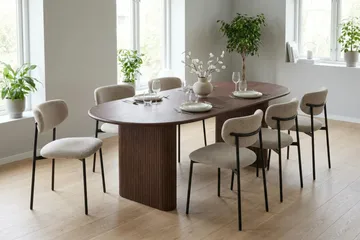 Noira Matgrupp rektangulärt 220 cm Valnöt med 6 Lucy Matstolar - Valnöt - Möbler - Bord & matgrupp - Matgrupp
